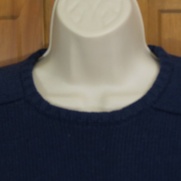 VTG :Lizsport Liz Sport Women's Navy Crew Neck Cotton Sweater 1980's Size Large - Picture 2 of 9